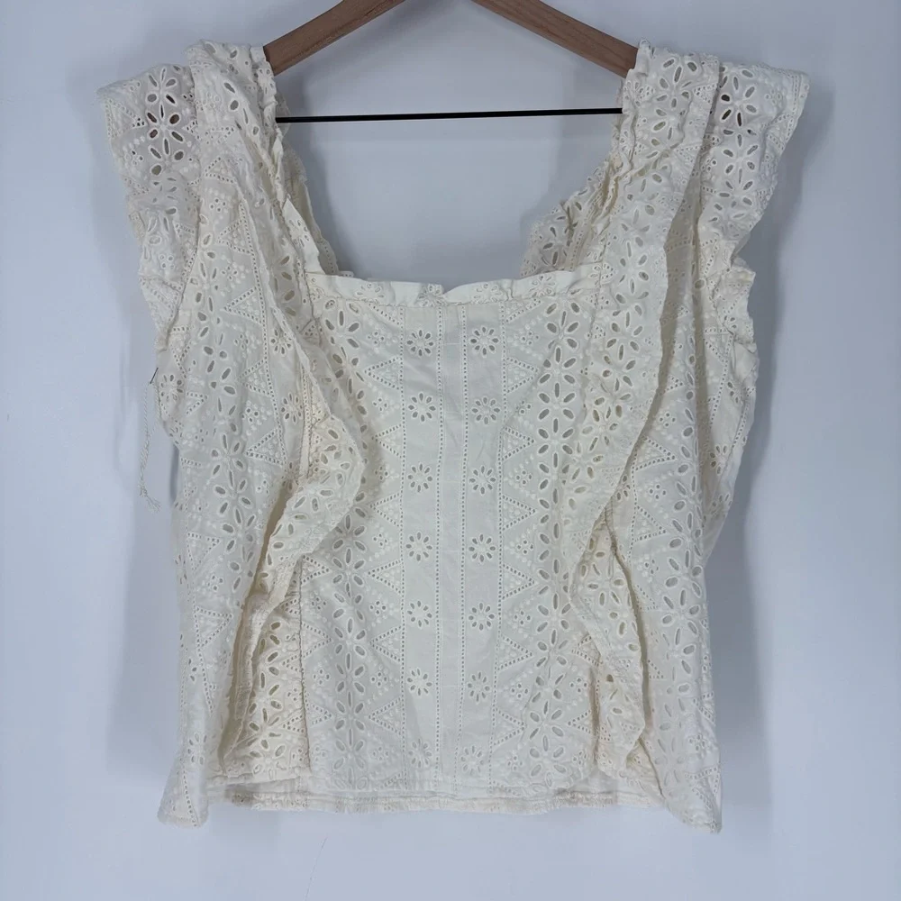 Spartina 449 Taralynn Eyelet Cream Top - Picture 10 of 10